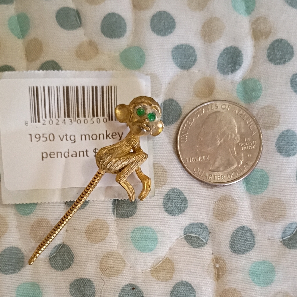Vintage Gold Monkey Pendant